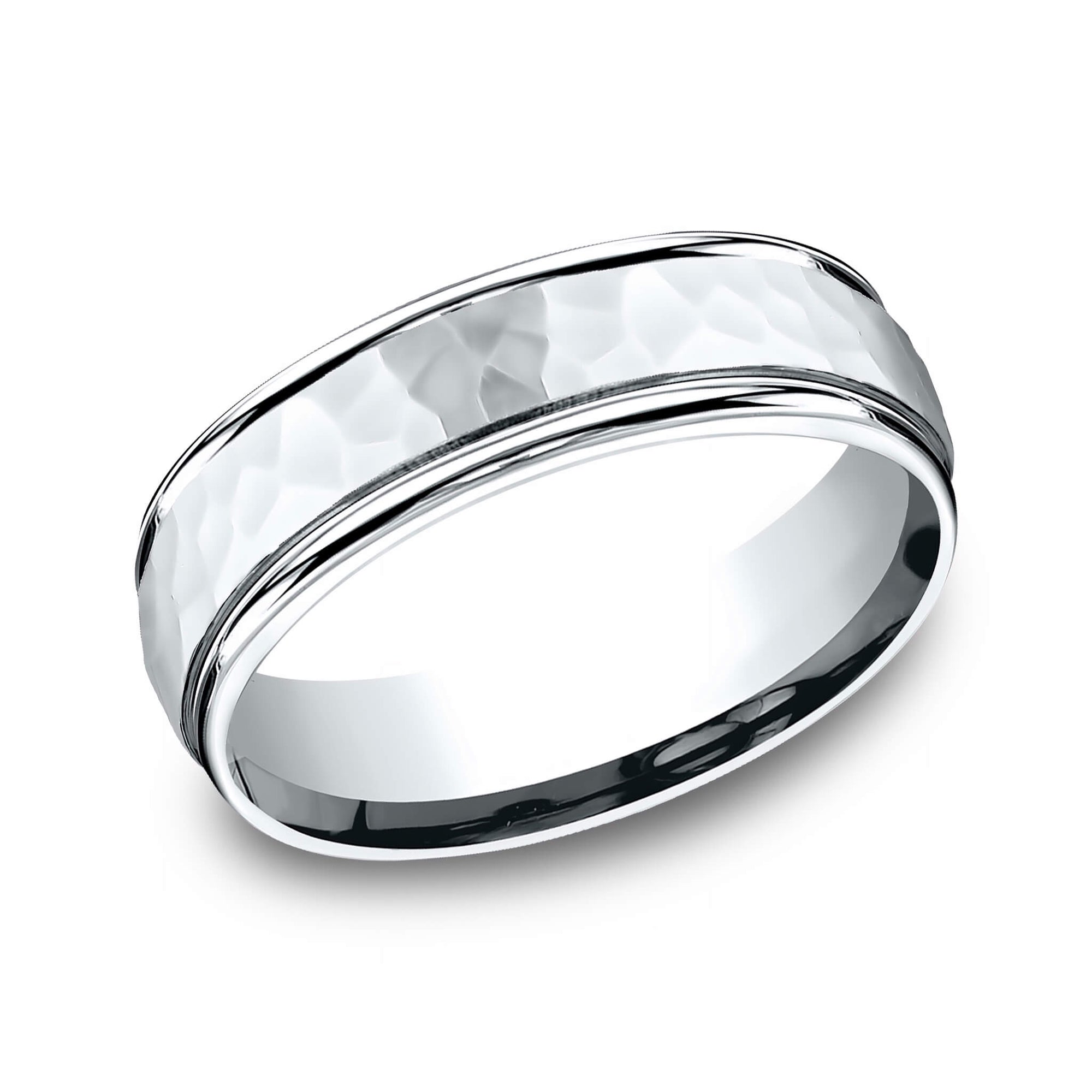 The Orion - 14K White Gold Wedding Band - Hammered