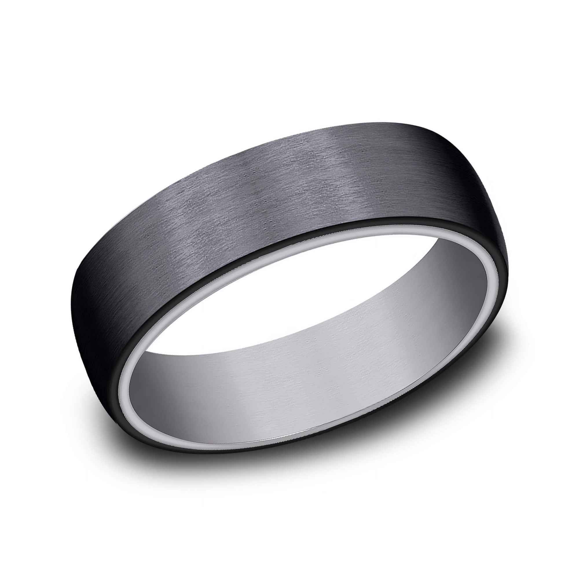 The Baron - Brushed Grey Tantalum and Black Titanium Men's Wedding Band -  6.5mm