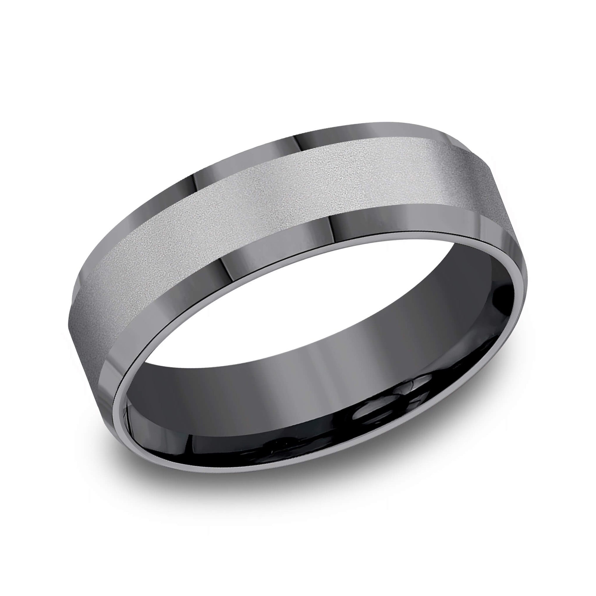 The Chancellor - Brushed Darkened Tantalum Men's Wedding Band -  7mm