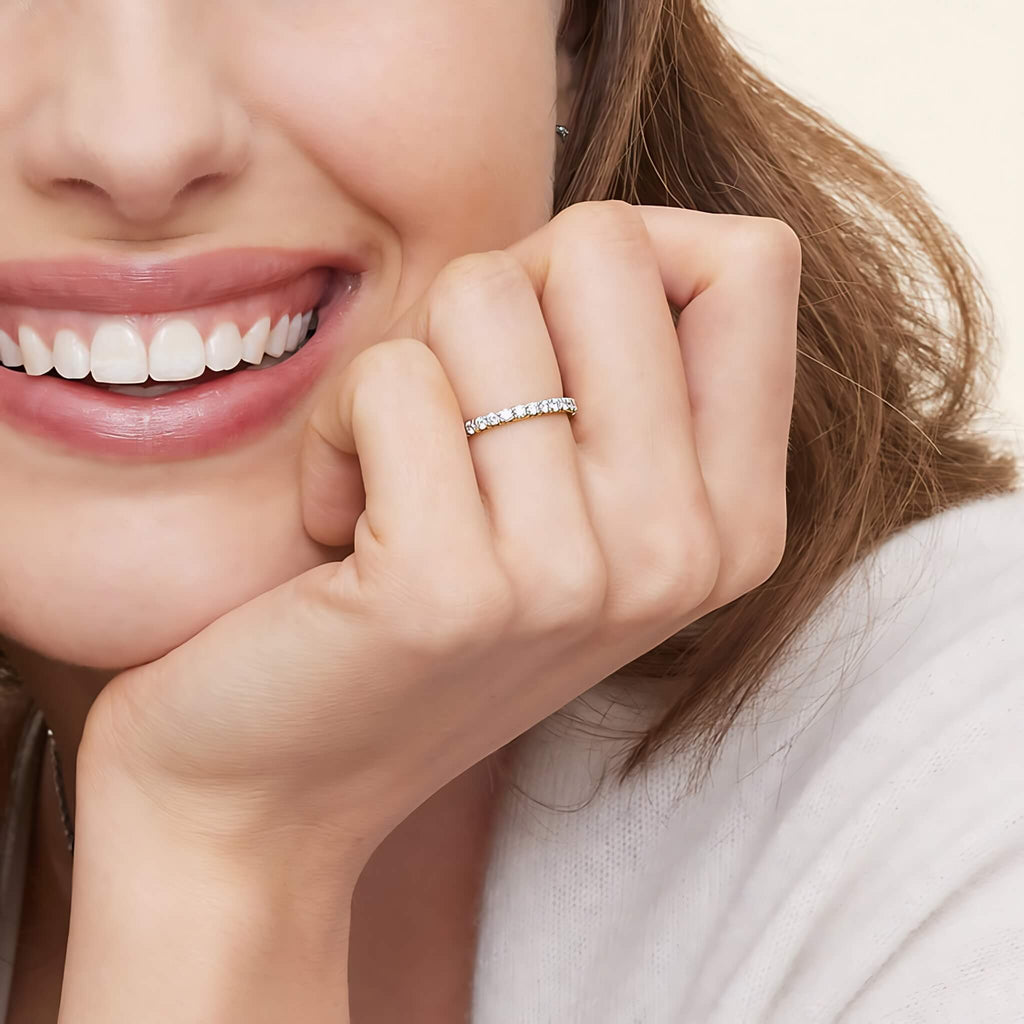 Juliette - 14K Yellow Gold Half Coverage Lab Diamond Ring (1/2 ct. tw.) - Pavé