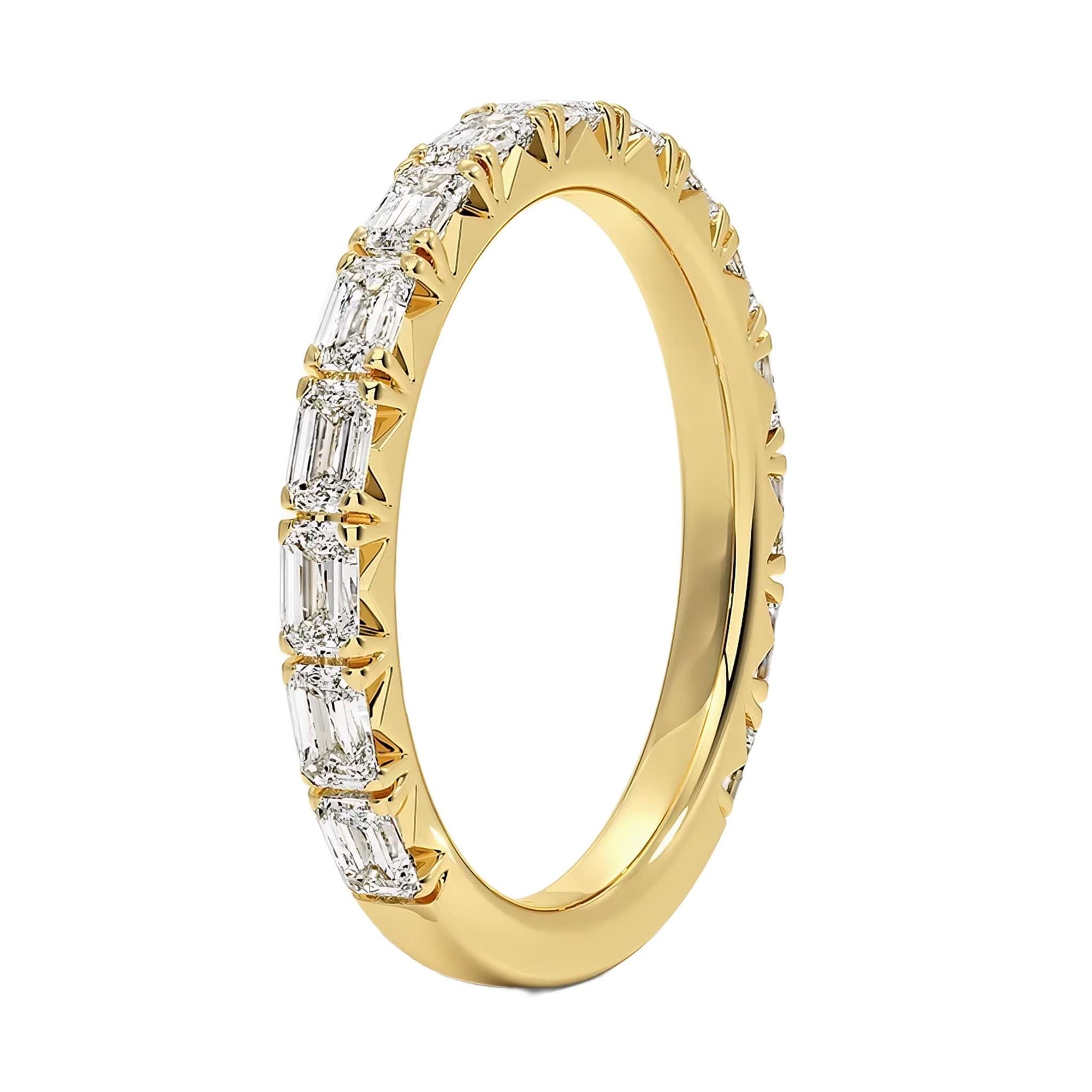 Juliette - 14K Emerald Cut Lab Diamond Weddding Band - Pave