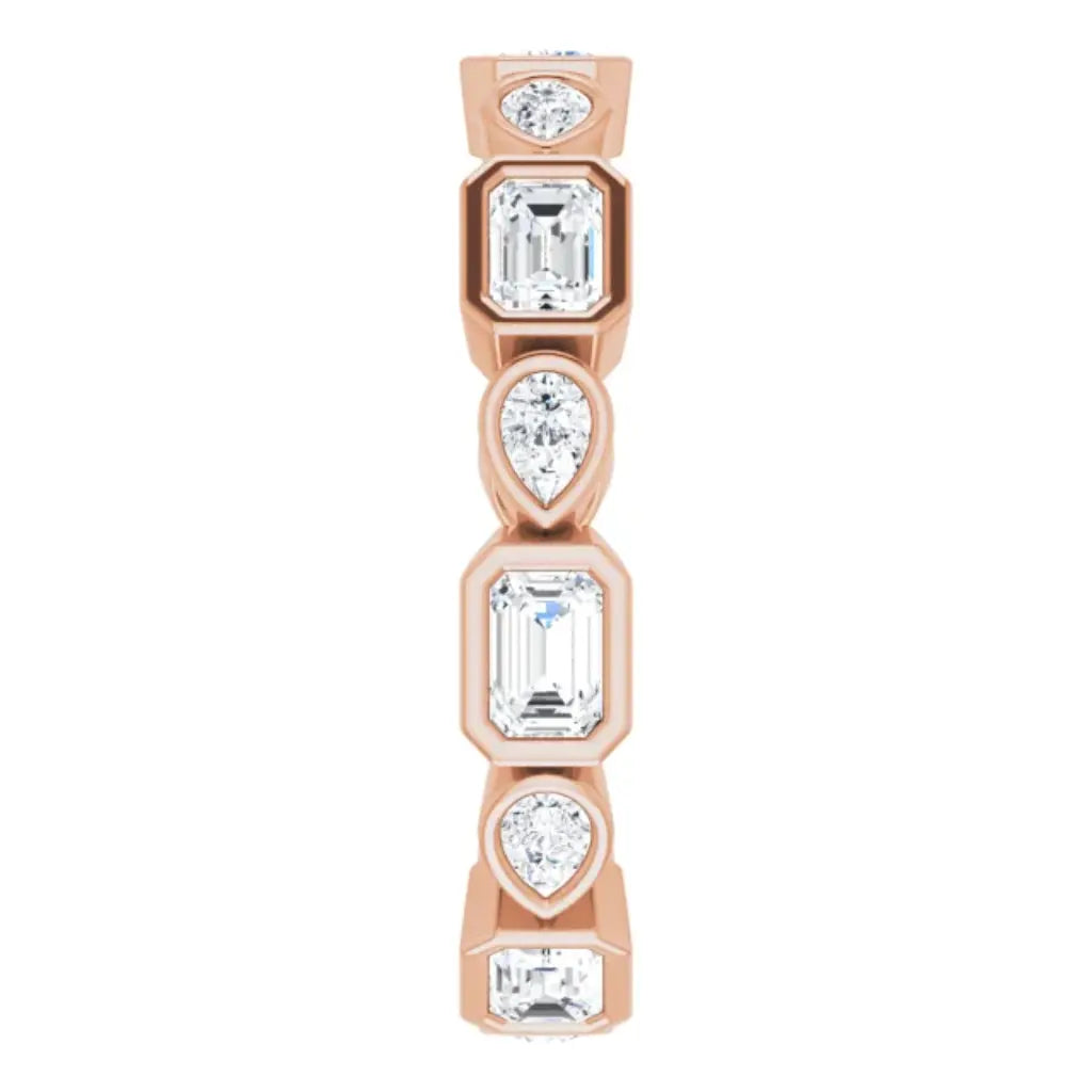 Lab grown diamond eternity ring, 1 1/2 CTW, Emerald & Pear