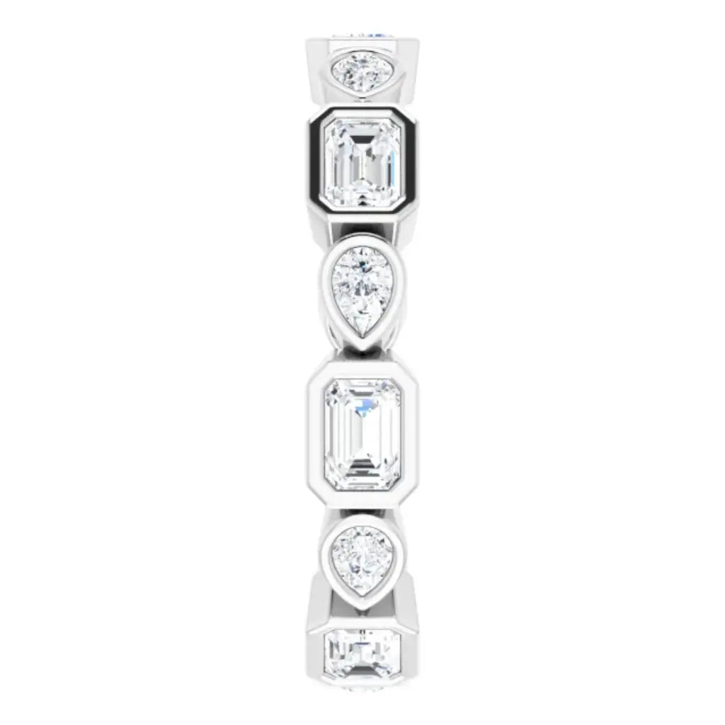 Lab grown diamond eternity ring, 1 1/2 CTW, Emerald & Pear
