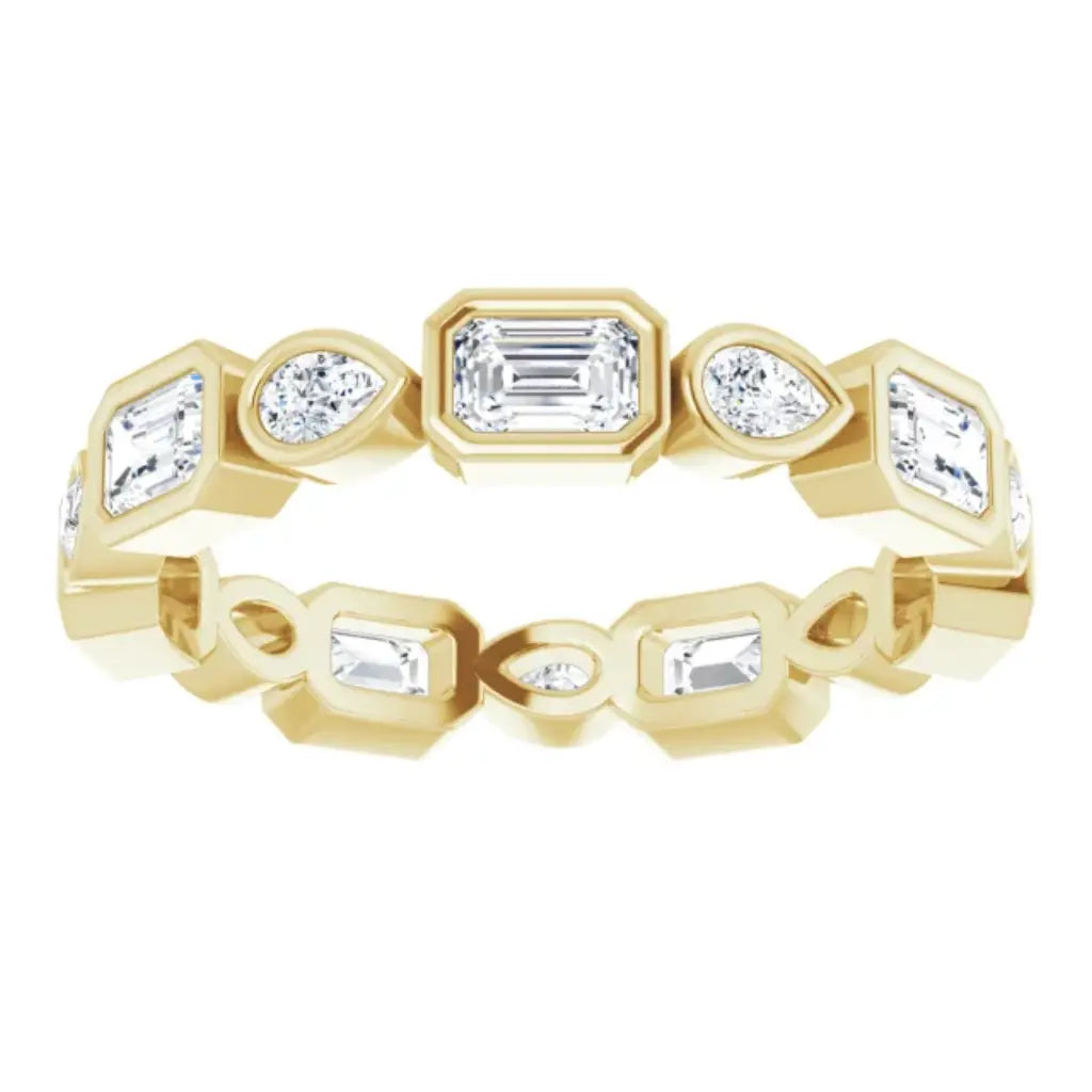 Lab grown diamond eternity ring, 1 1/2 CTW, Emerald & Pear