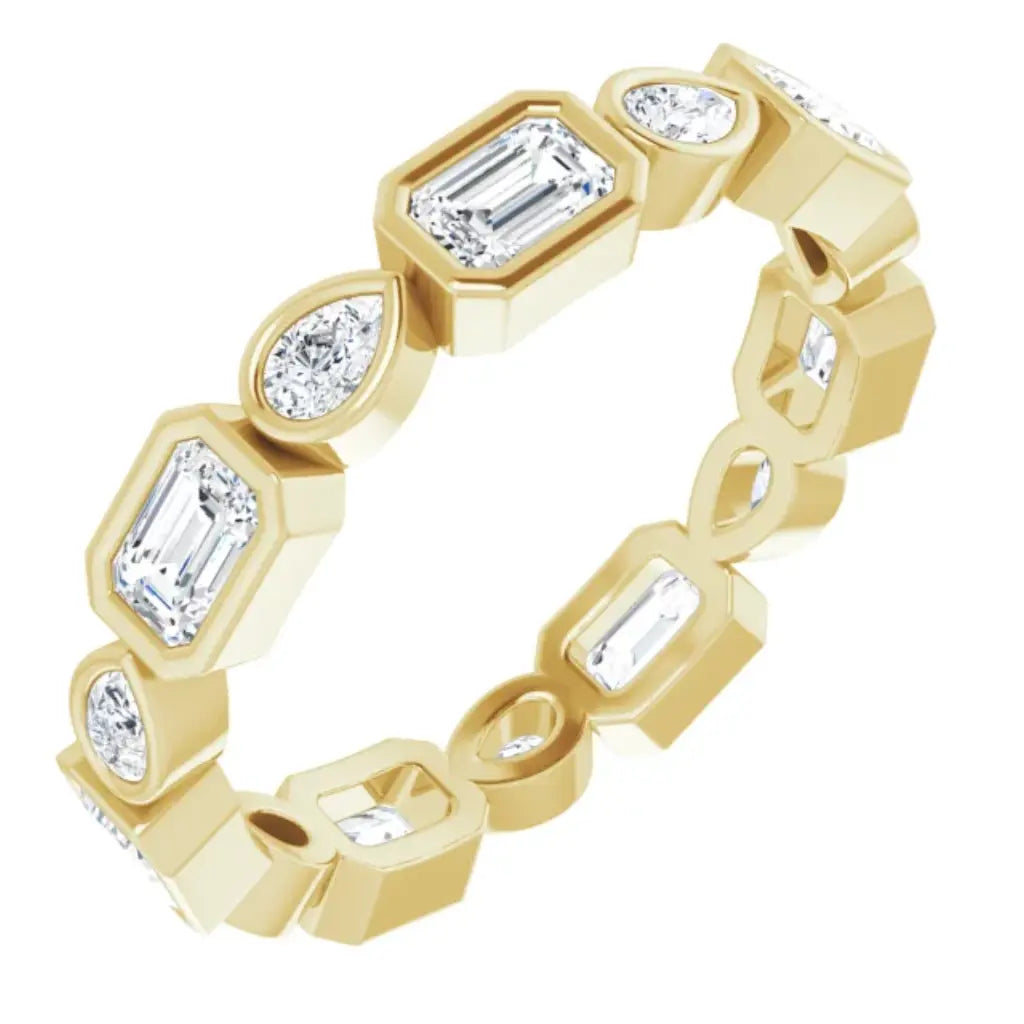 Lab grown diamond eternity ring, 1 1/2 CTW, Emerald & Pear