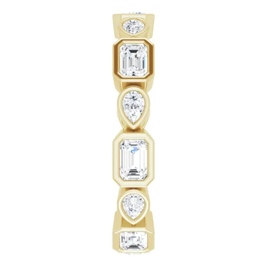 Lab grown diamond eternity ring, 1 1/2 CTW, Emerald & Pear